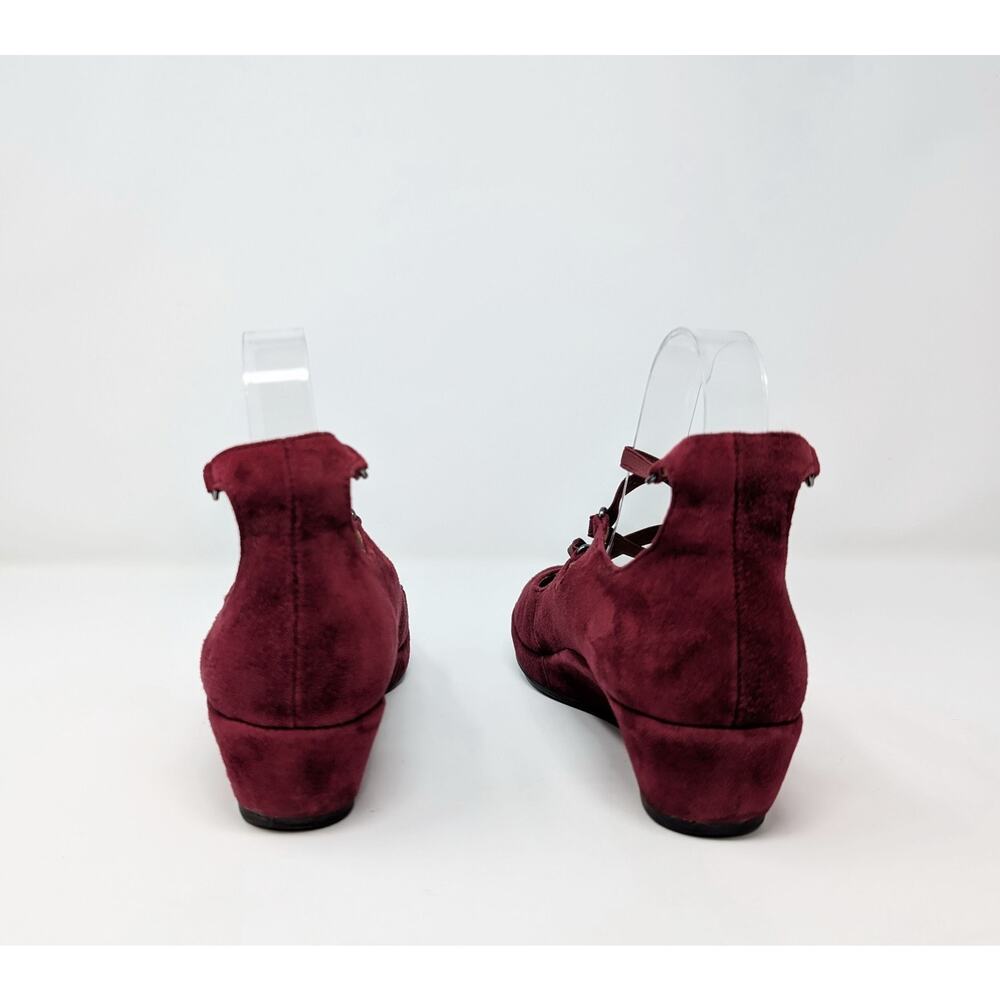 L'Amour Des Pieds Shoes Burgundy Suede Lace Up Benham Heels Women's Size 7 - Picture 8 of 11